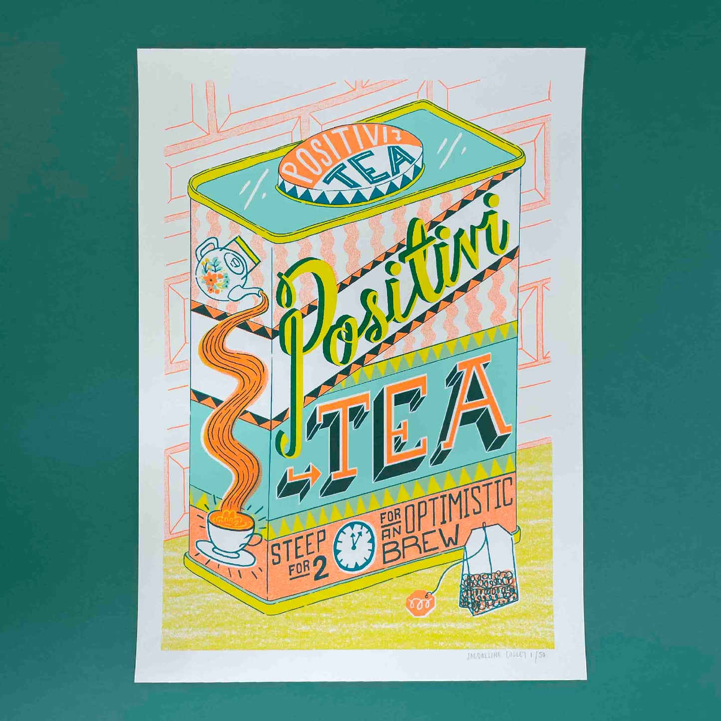 A2 Positivity Tea Tin Silk Screen Print