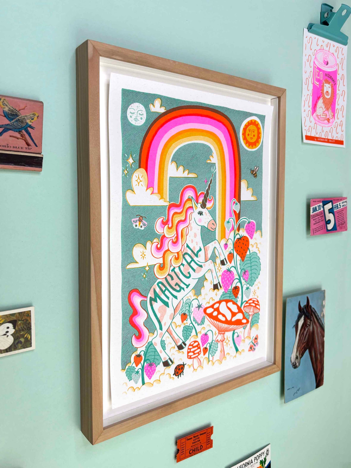 A4 Magical Unicorn Risograph Print