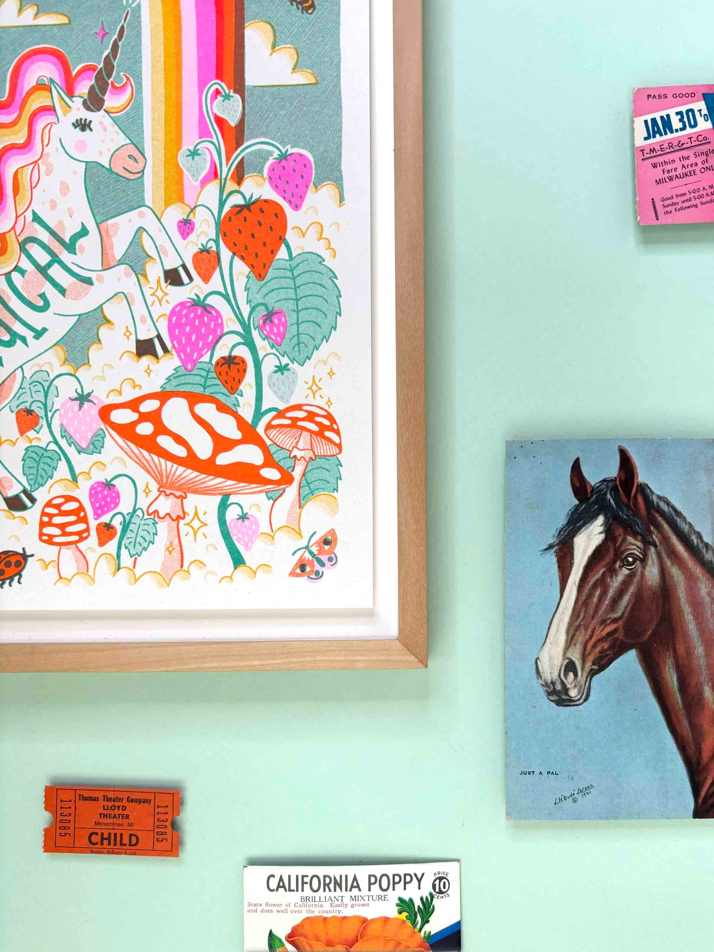 A4 Magical Unicorn Risograph Print