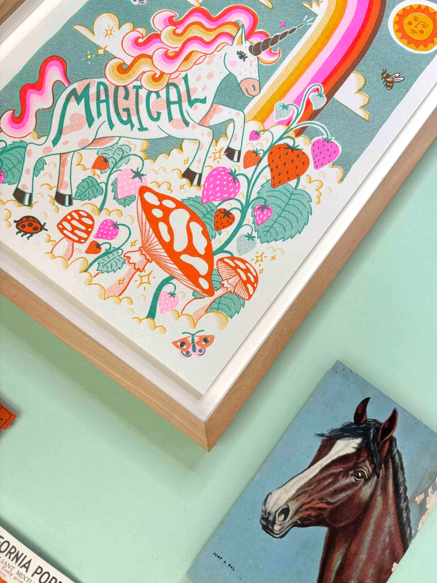 A4 Magical Unicorn Risograph Print