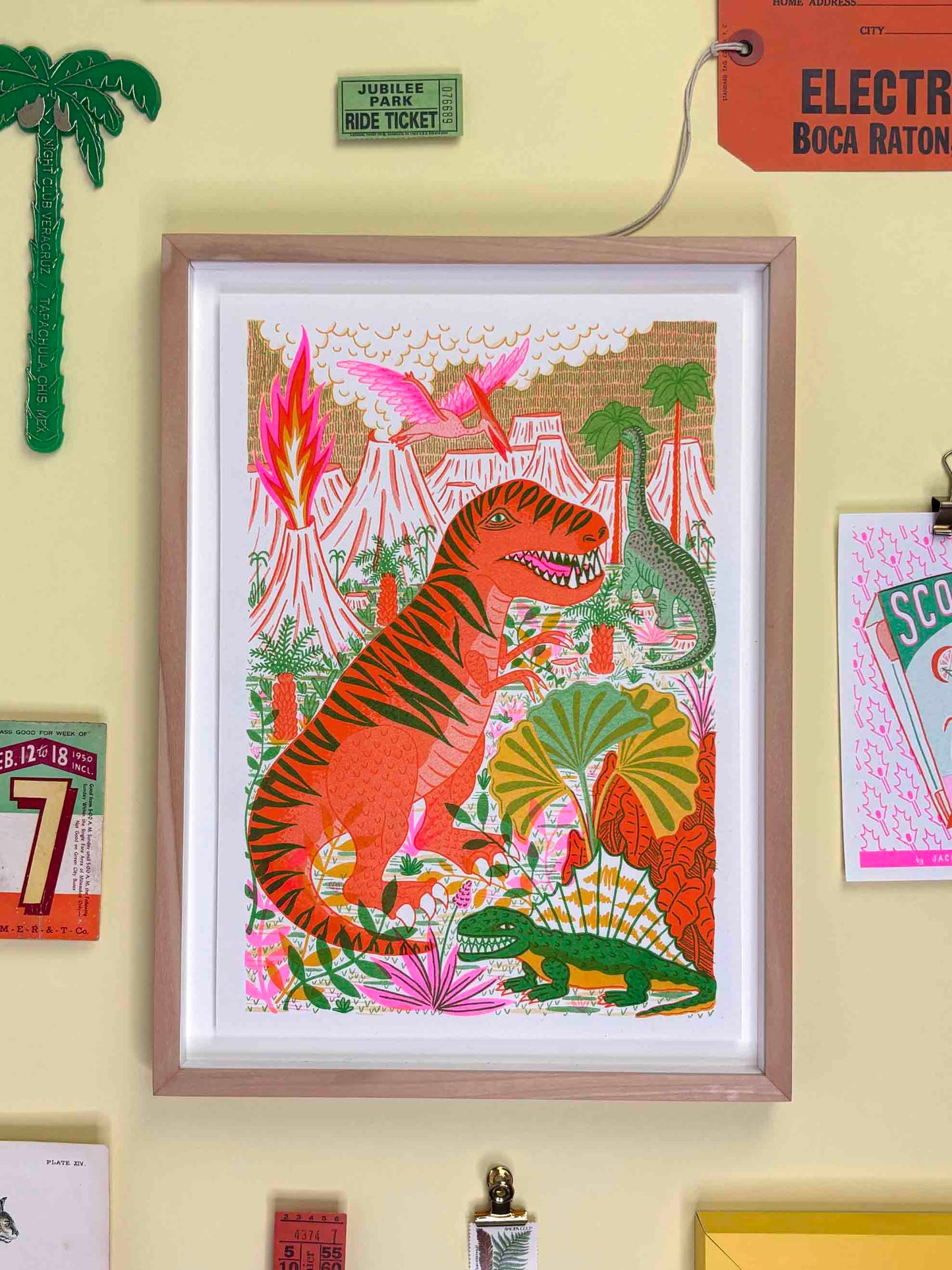 A4 Wild Dinosaur Risograph Print