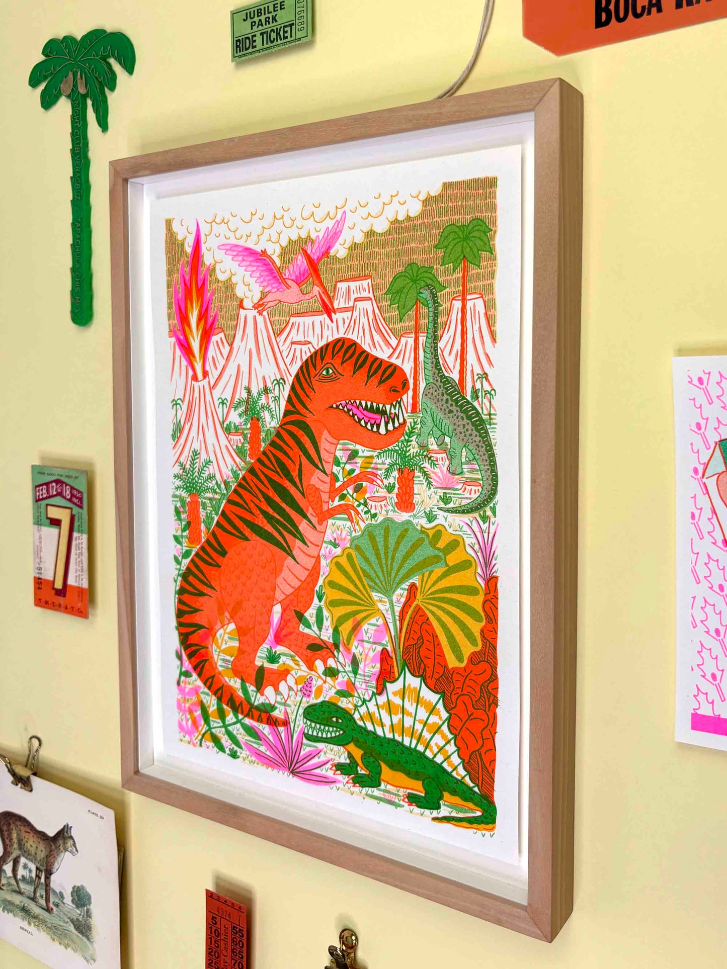 A4 Wild Dinosaur Risograph Print