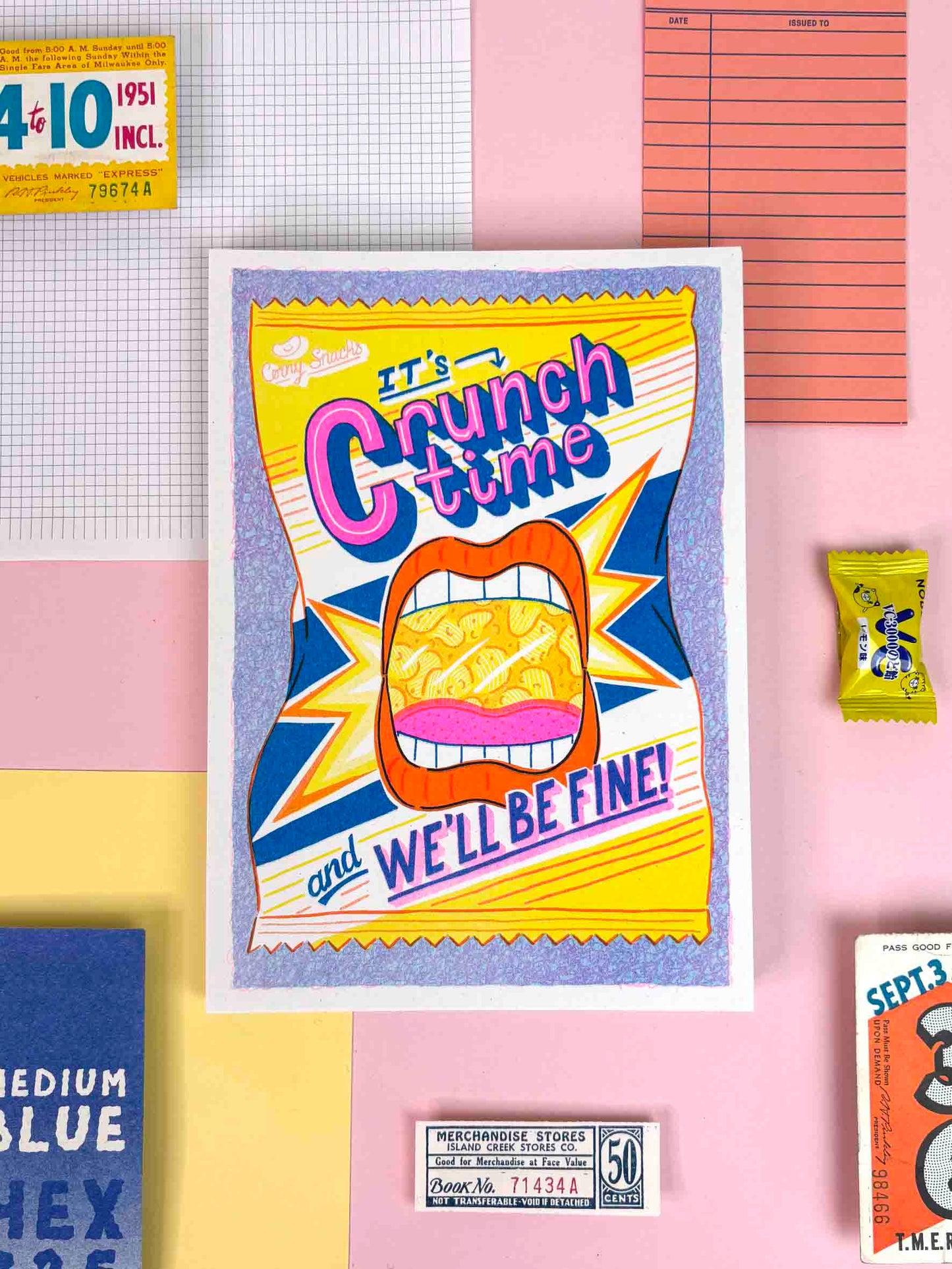 A5 Crunchtime Risograph Print