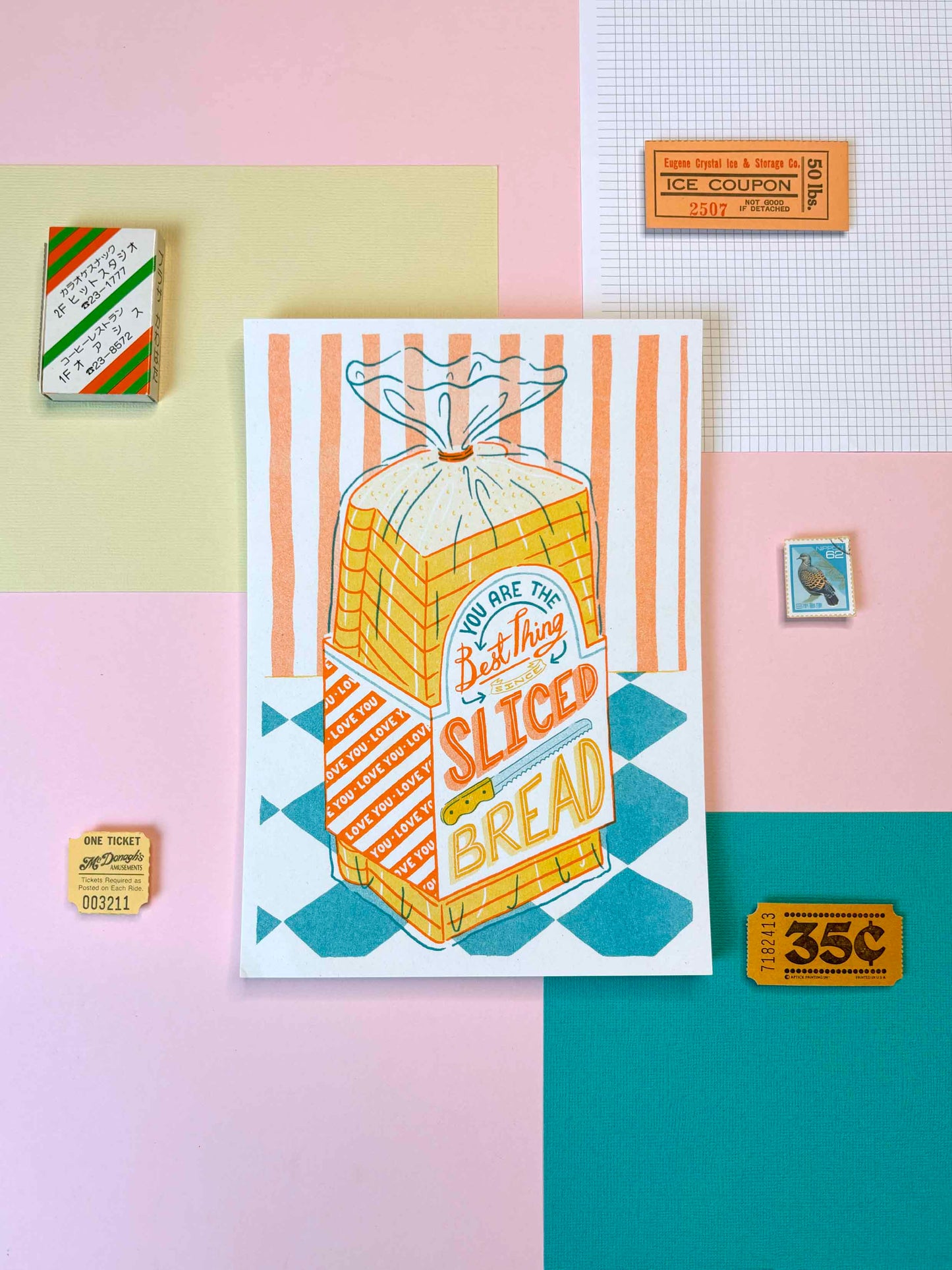 A5 Sliced Bread Risograph Print