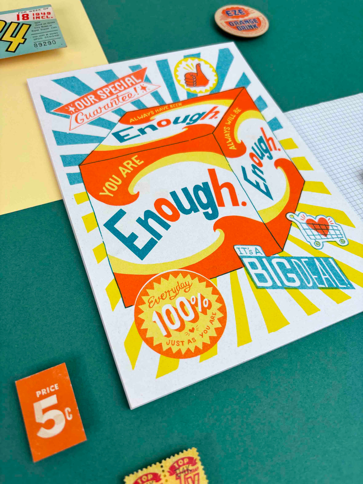 A5 You Are Enough Risograph Print