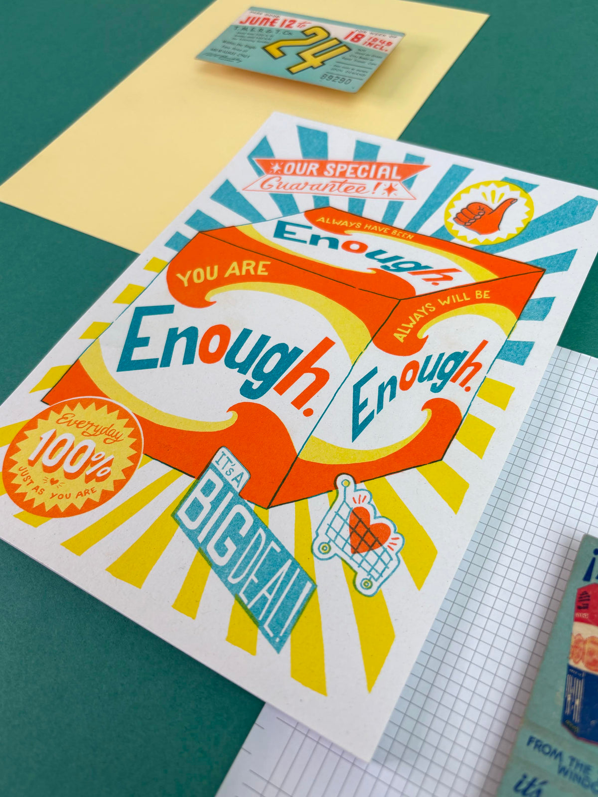 A5 You Are Enough Risograph Print