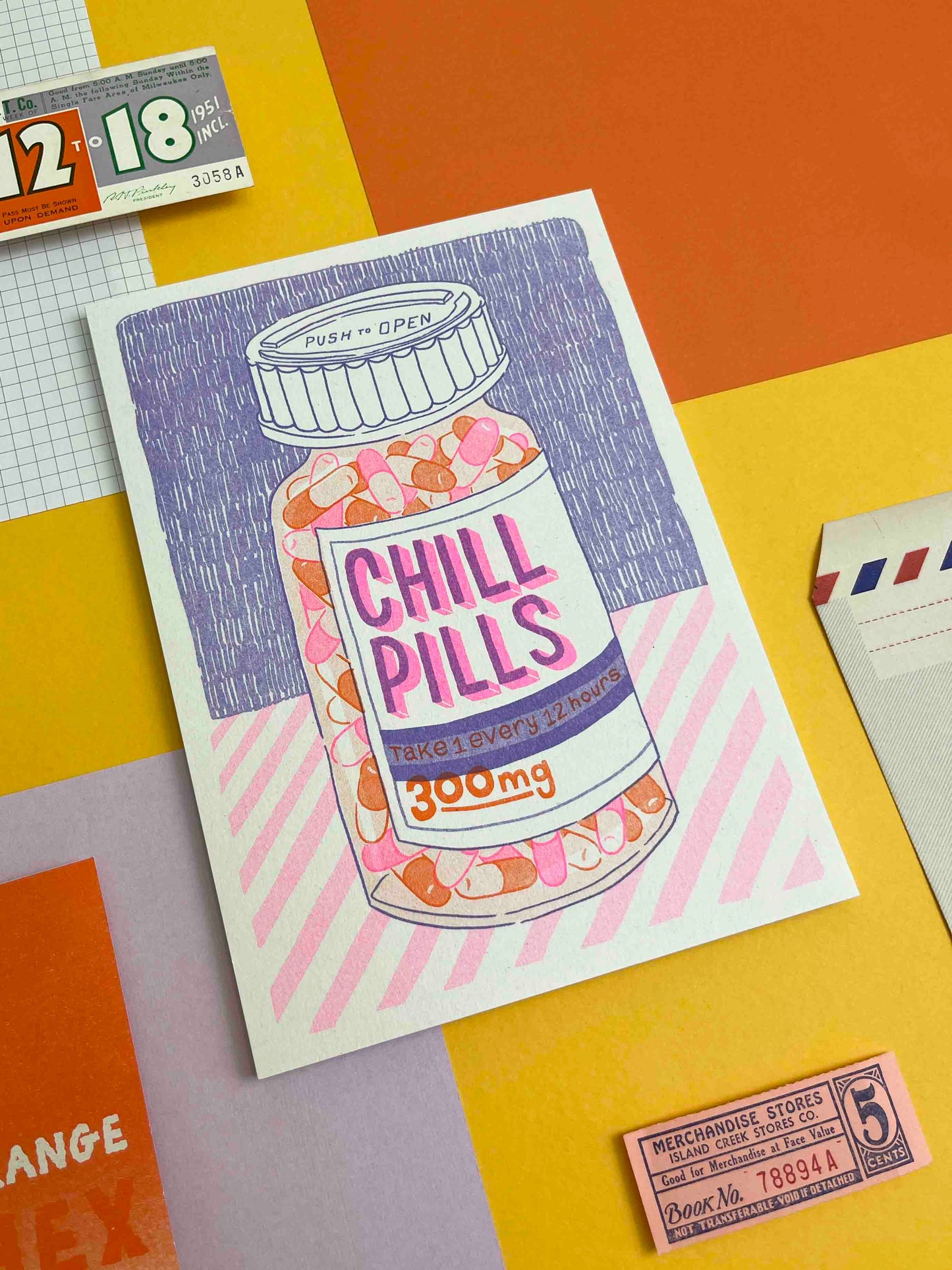 A5 Chill Pills Risograph Print