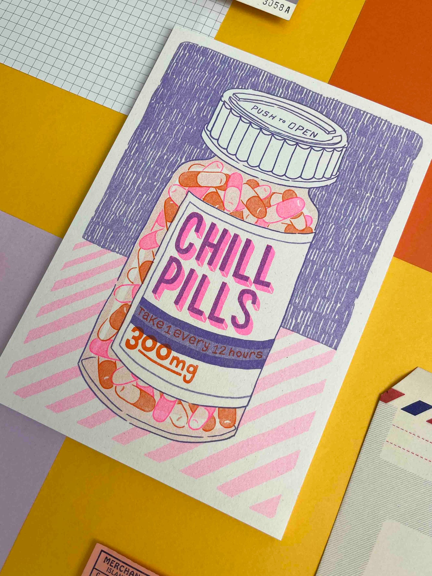 A5 Chill Pills Risograph Print