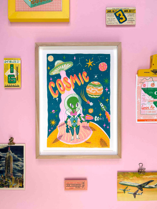 A4 Cosmic Alien Risograph Print