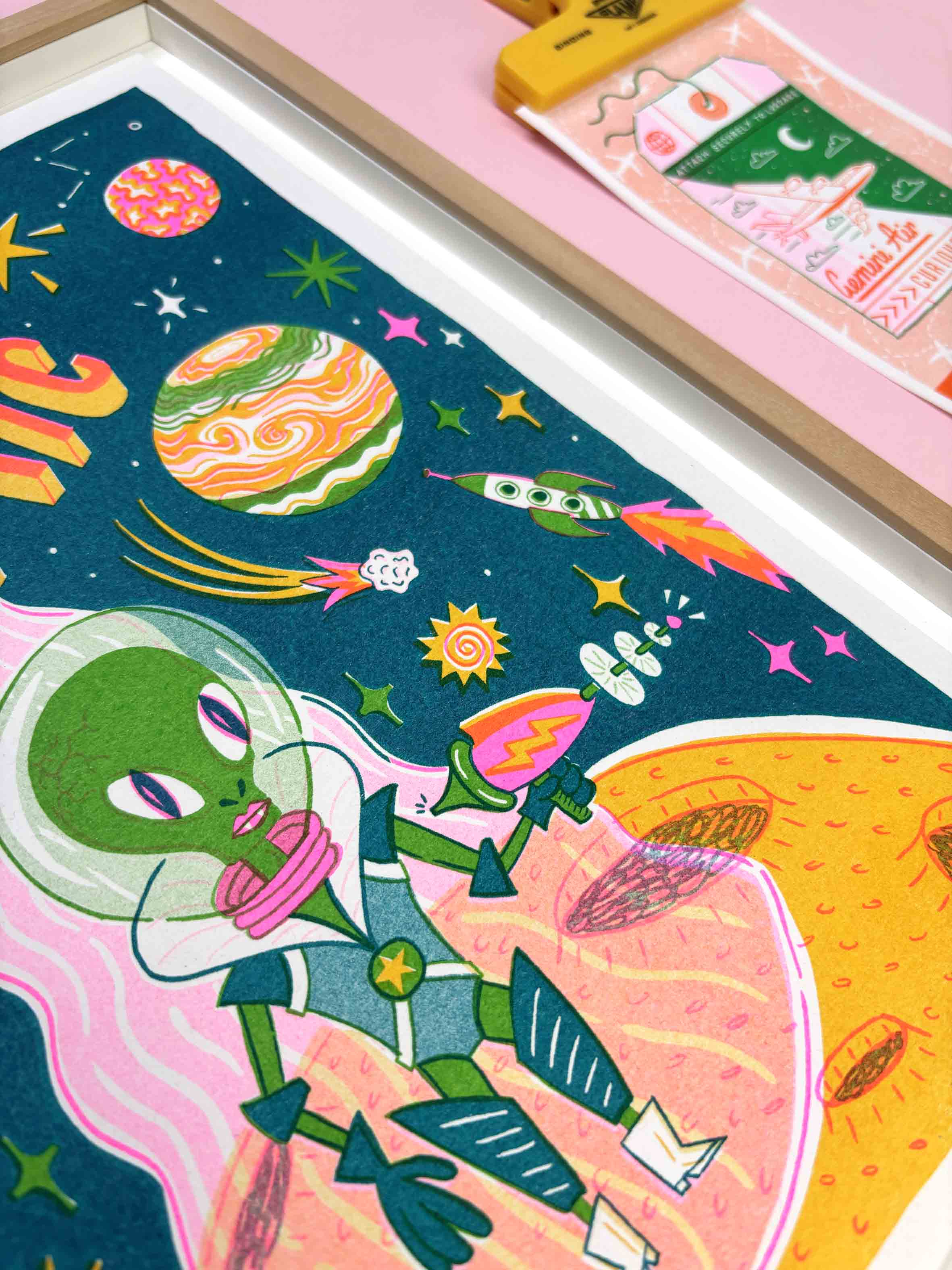 A4 Cosmic Alien Risograph Print – Jacqueline Colley Illustration