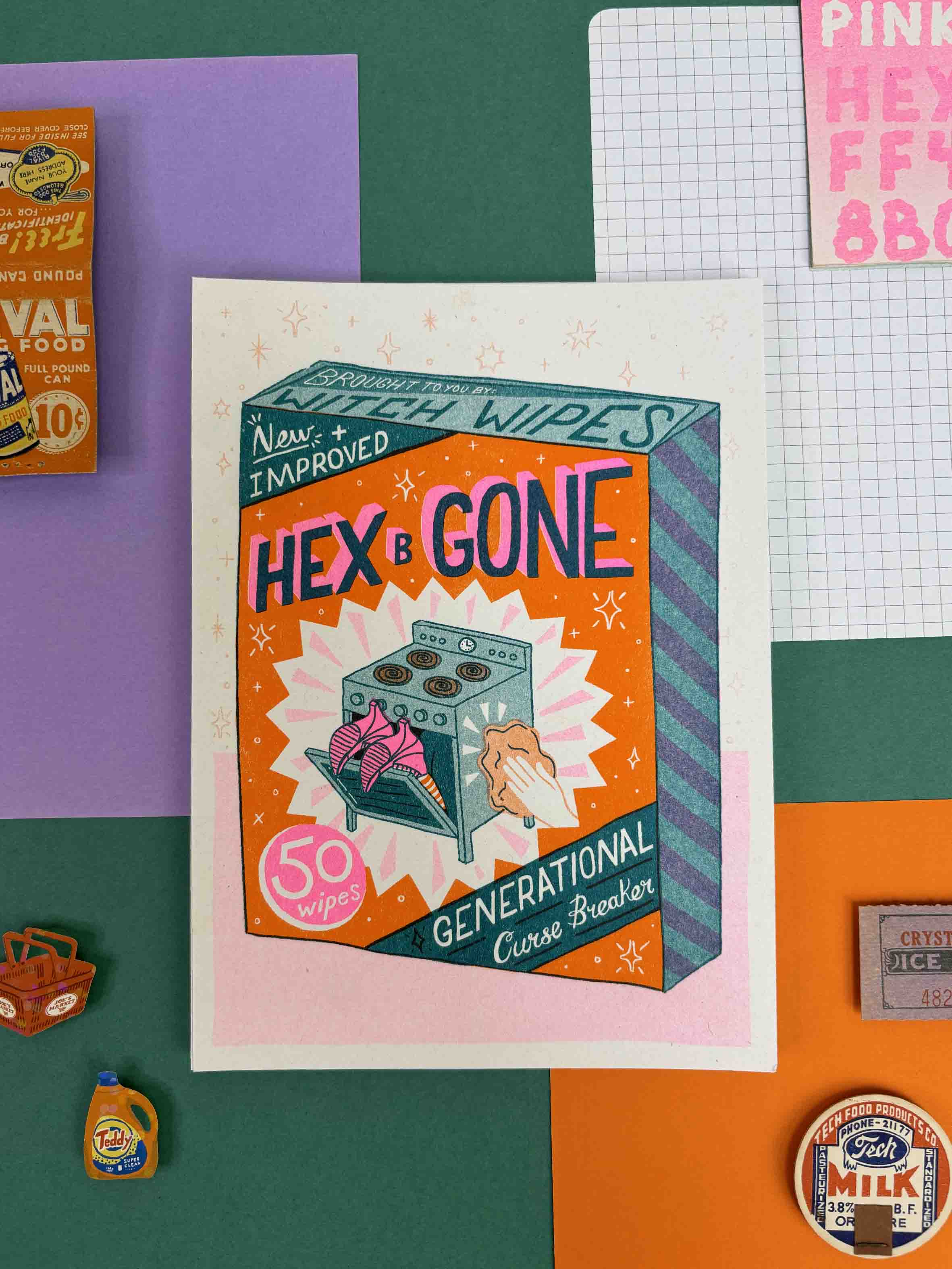 A5 Hex-B-Gone Risograph Print – Jacqueline Colley Illustration