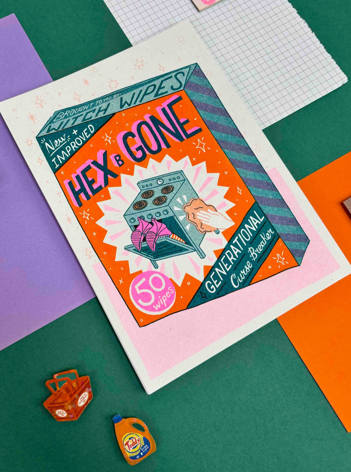 A5 Hex-B-Gone Risograph Print