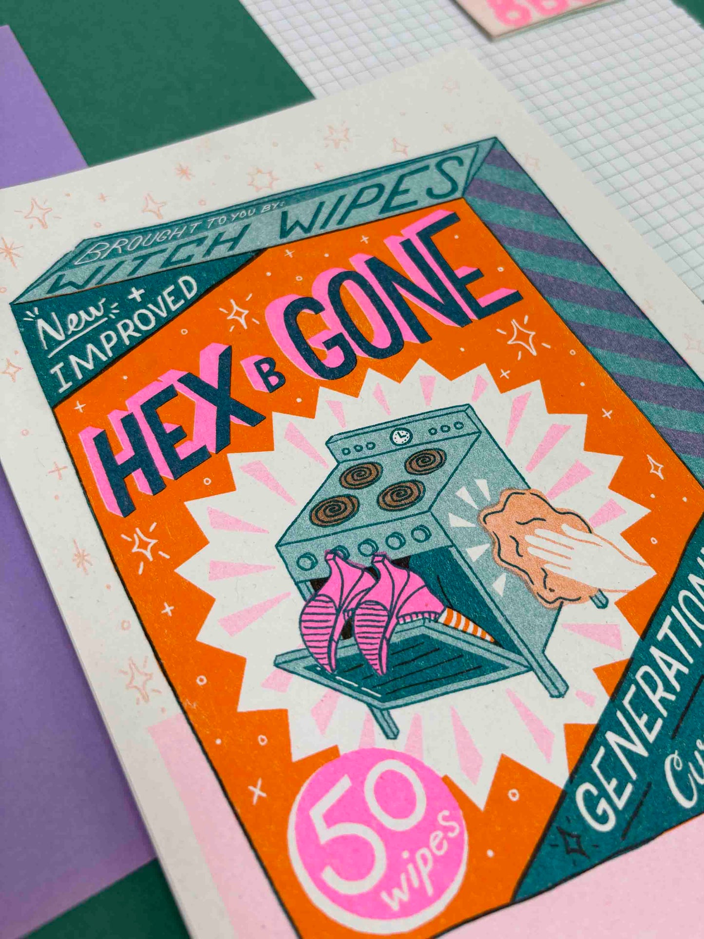 A5 Hex-B-Gone Risograph Print