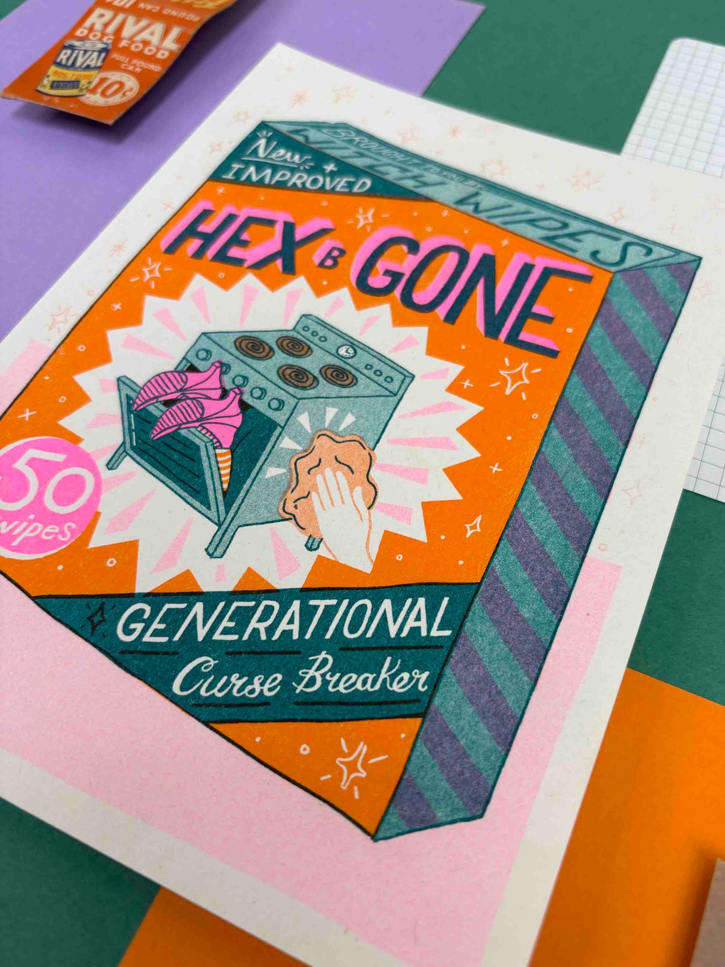 A5 Hex-B-Gone Risograph Print