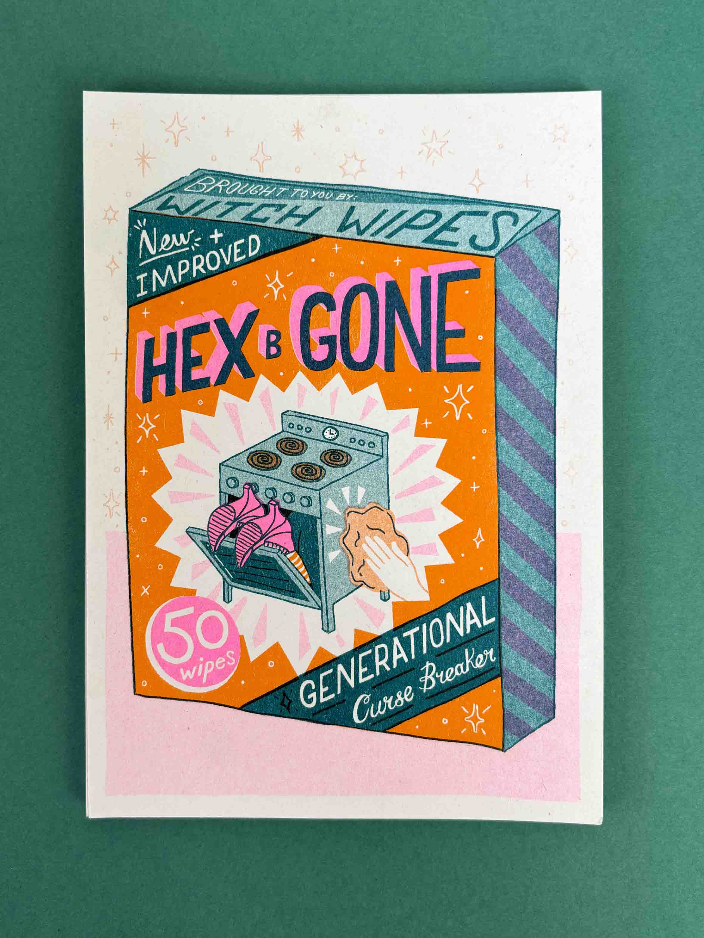 A5 Hex-B-Gone Risograph Print – Jacqueline Colley Illustration