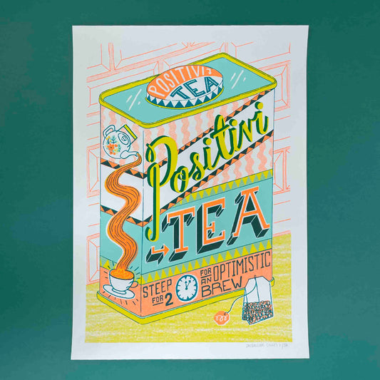 A2 Positivity Tea Tin Silk Screen Print