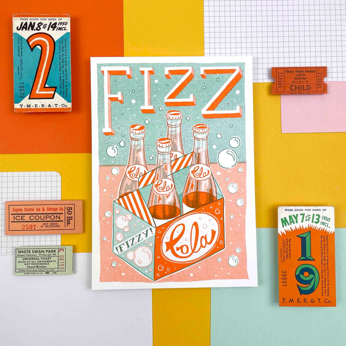 A5 Fizz Cola Drink Risograph Print